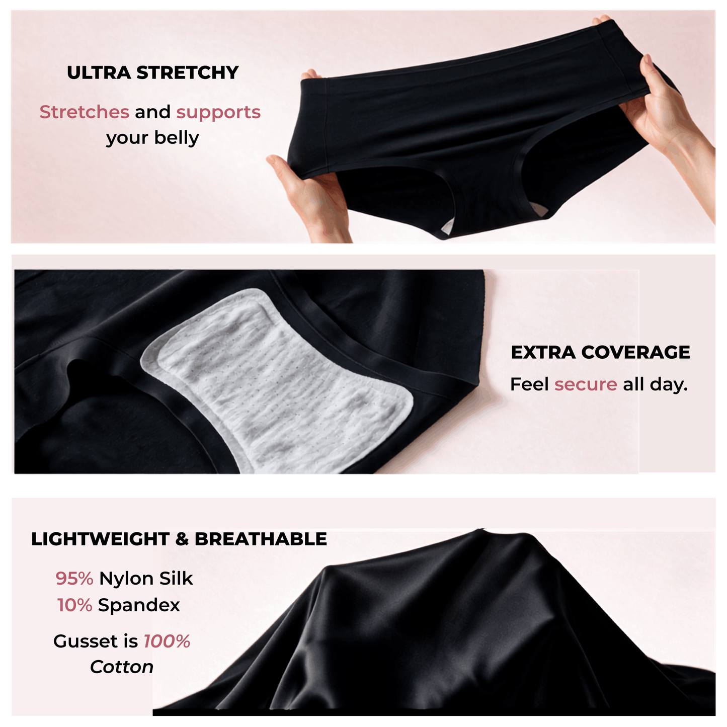 Tummy Control Seamless No Show Panties (Pack of 3)